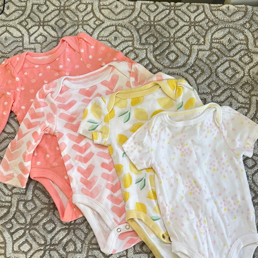 Cloud Island Pink and Yellow Bodysuits Set